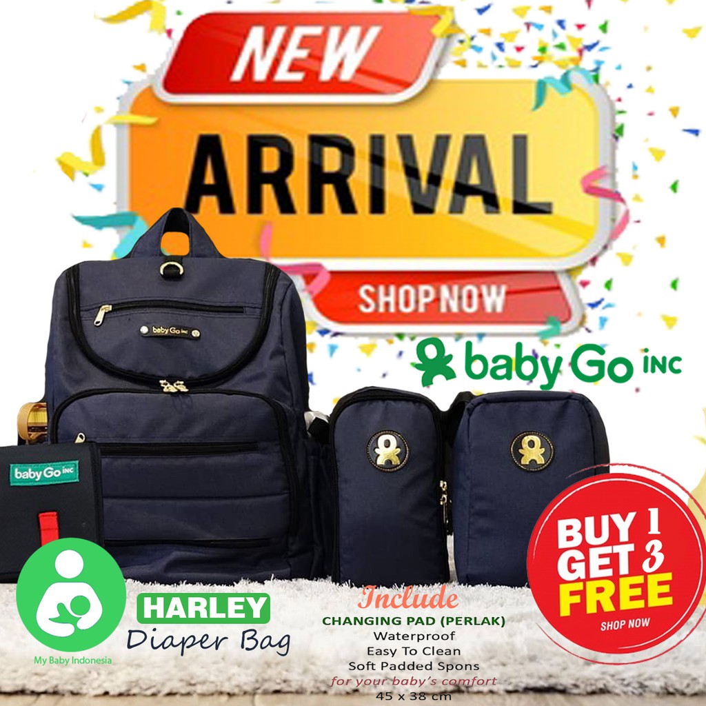 BabyGo Inc Harley Diaper Bag Backpack - Babygoinc Diaper Bag Backpack Baby go inc Tas Asi Bayi Anak