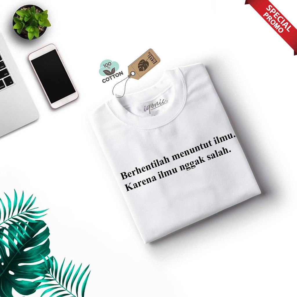 Brother Store Kaos Distro Pria - KAOS COWOK - Kaos Kata Kata Keren - Ilmu Ngak Salah Text Putih