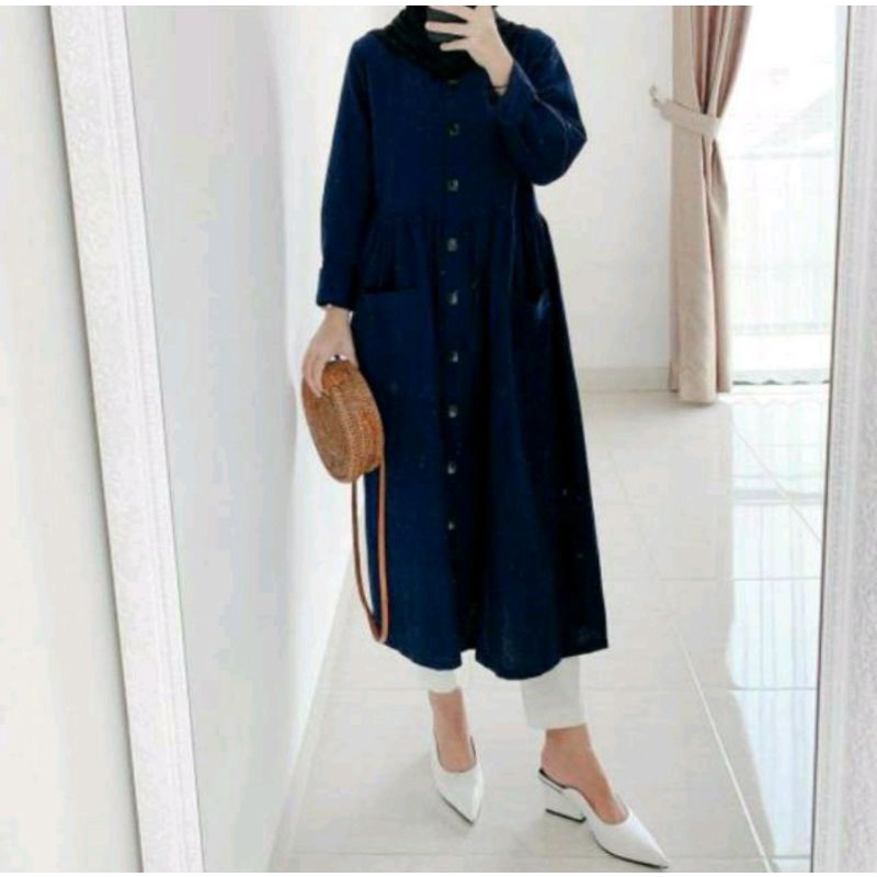 TUNIK NEDA DZUVIA / BAJU ATASAN LONG TUNIK REMAJA MUSLIM BUSUI  ADEM NYAMAN POLOS