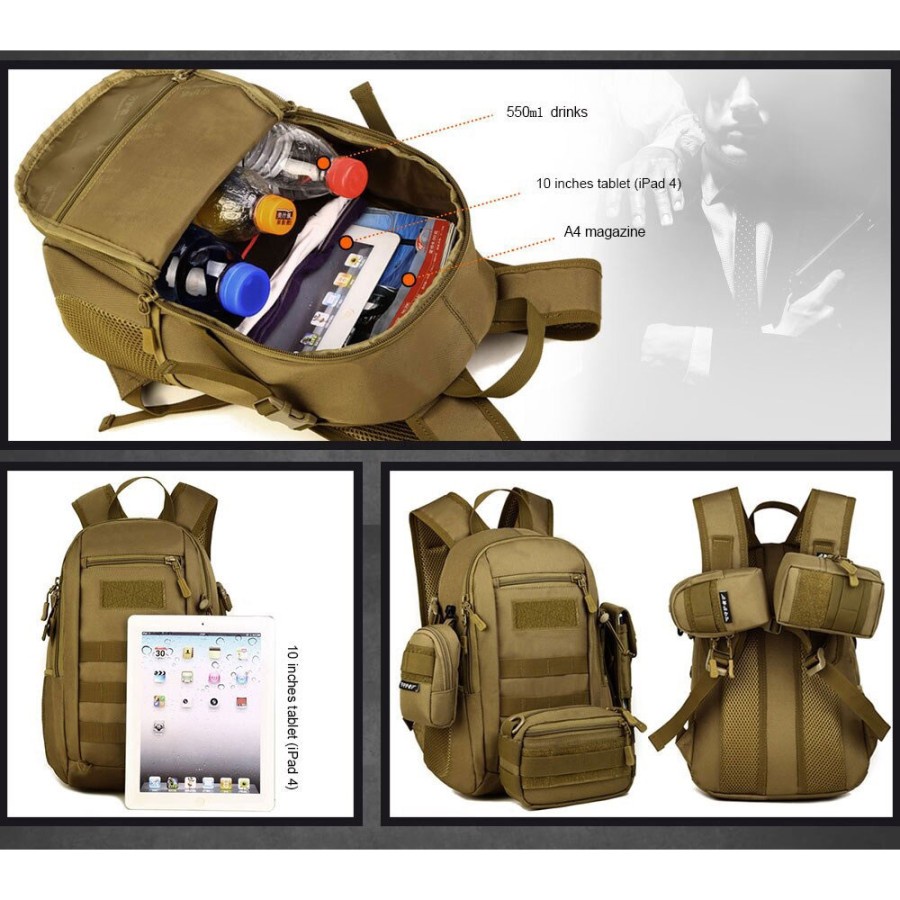 Tas Ransel Backpack Military Tactical Waterproof 15L - S429