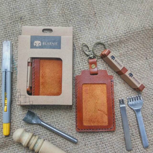

Gantungan Id card case murah id card cover holder handmade leather