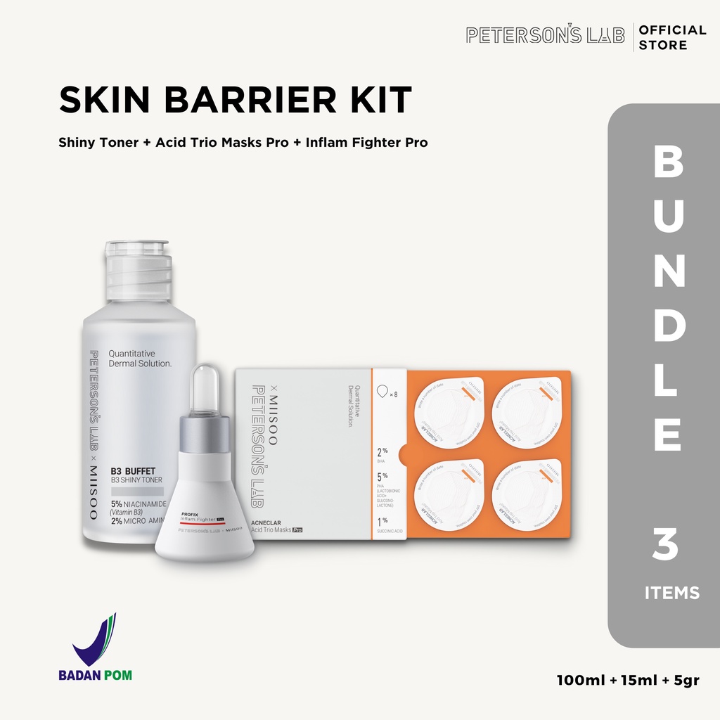 Jual Peterson's Lab Skin Barrier Kit (5Niacinamid Shiny Toner,Acneclar Acid Trio Masks Pro