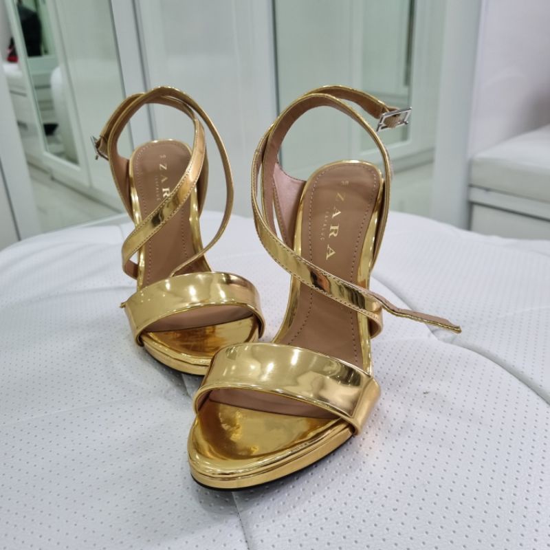 heels zara original gold