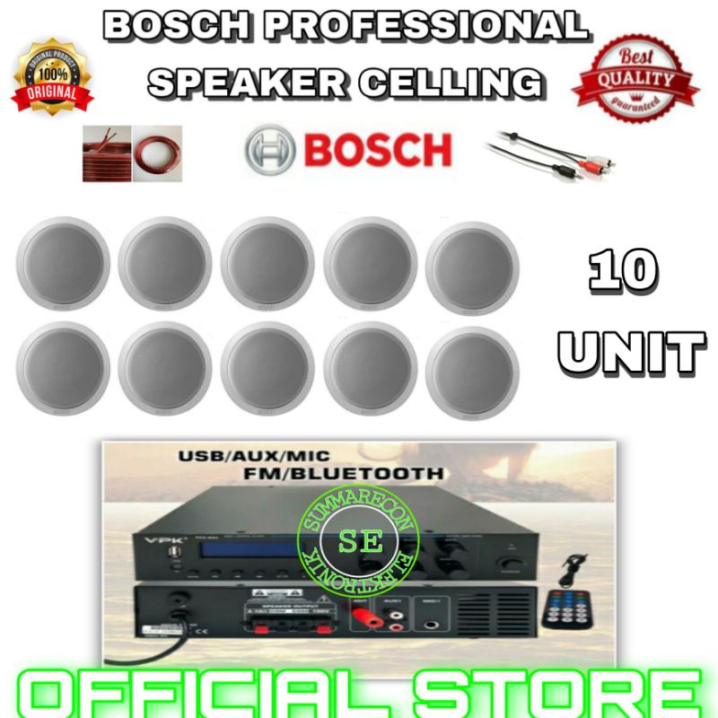 paket speaker celling restoran cafe kantoran amplifier vpk speaker bosch usb bluetooth 10 unit speaker