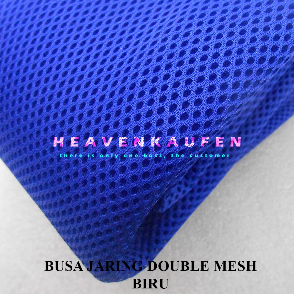 Bahan Busa Jaring Double Mesh - Sandwich Mesh Biru Meteran