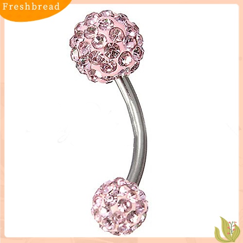 【Fresh】❀14G Surgical Stainless Steel Rhinestone Ball Navel Belly Bar Ring Body Piercing