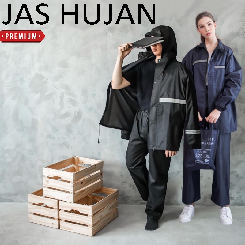 Jas Hujan Jas Hujan Setelan Jaket Celana PREMIUM High Quality Rainsuit | Jas Hujan Motor | Jas Hujan Dewasa Wanita Pria | 100% Waterproof - Raincoat Unisex Fashion Orang Dewasa /- Jas Hujan Anti Bocor Termurah