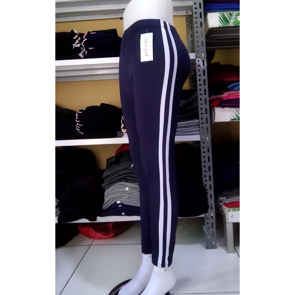 Legging List strip Putih Bahan Tebal PREMIUM/ Legging wanita lis 2/celana legging