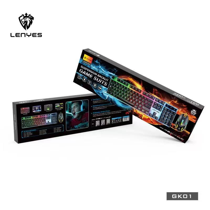 VICTORY2020 Victory RGB Keyboard Gaming Mechanical-Feels Set Mouse RGB LENYES GK01 Waterproof