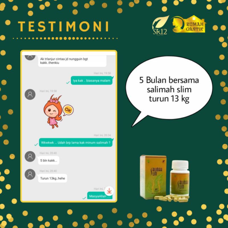 Salimah Slim SR12 - Pelangsing Herbal - Penurun Berat Badan - Pelancar BAB - Peluntur Lemah Tubuh