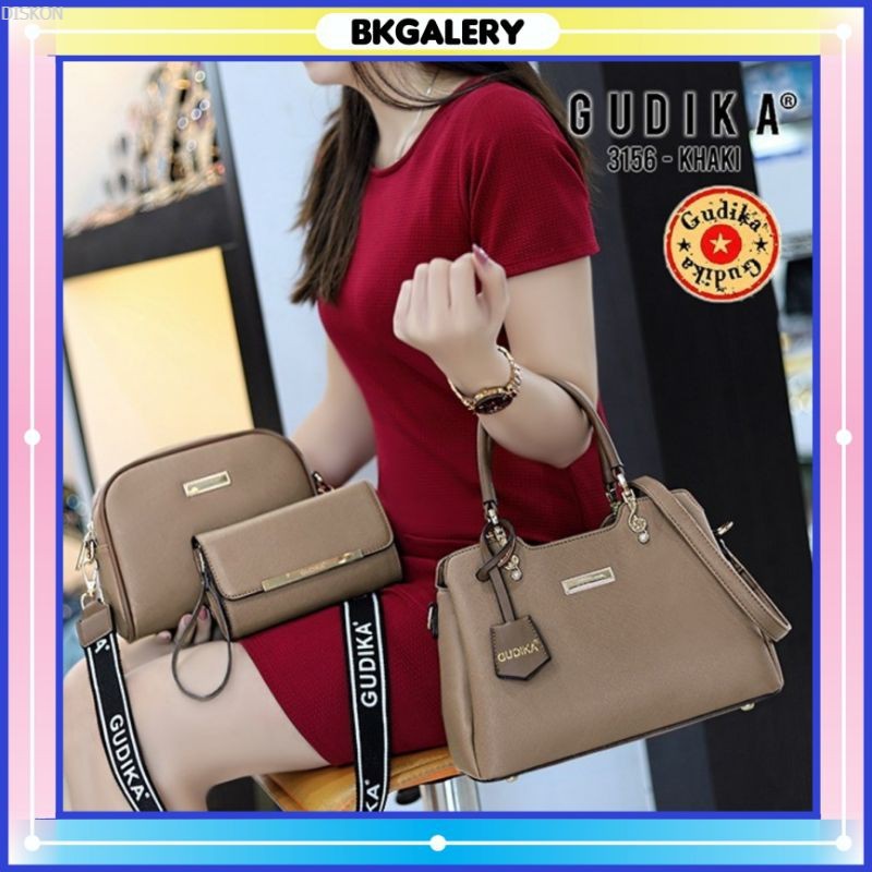 {TERLARIS} GROSIR COD GUDIKA bag 3156 set 3 in 1, tas gudika selempang wanita original import batam