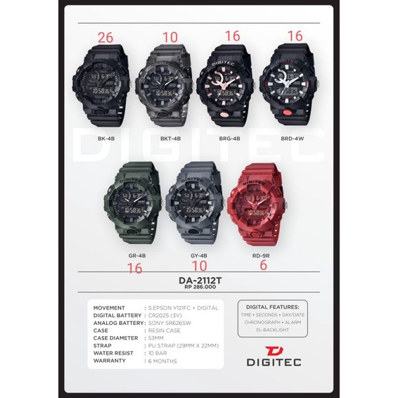 KARUNIA JAM - JAM TANGAN COWO DIGITEC COWO DOUBLE TIME DIGITEC ORI JAM FASHION JAM TANGAN WANITA