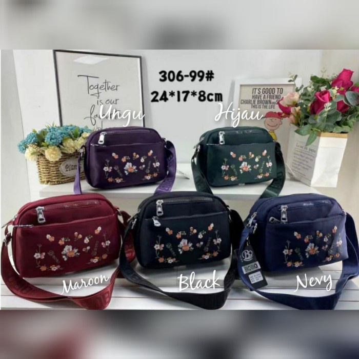 PROMO TAS SELEMPANG WANITA BOBO BORDIR BUNGA 4RES BB306 T415T