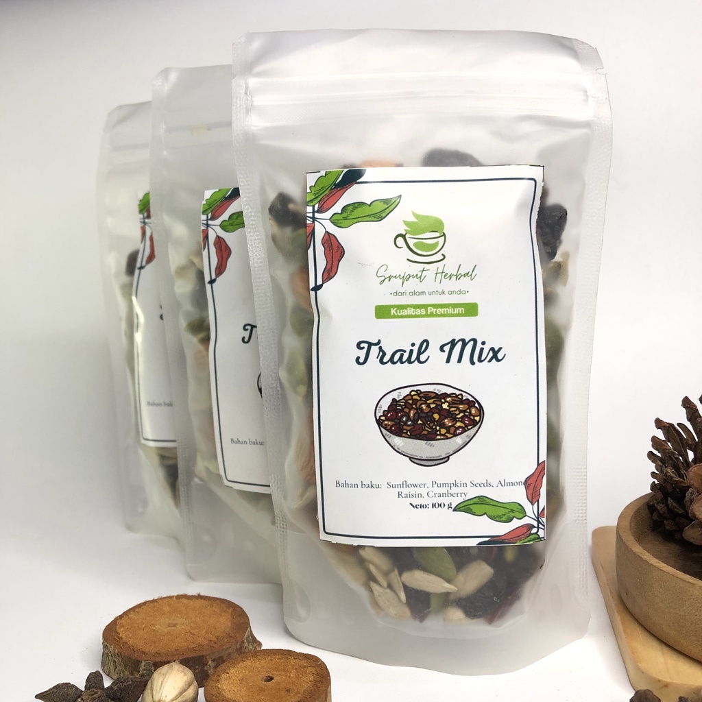 100gr Trail Mix - Sunflower Pumpkin Seeds Almond Raisin Cranberry - Premium Berkualitas Sruput Herbal