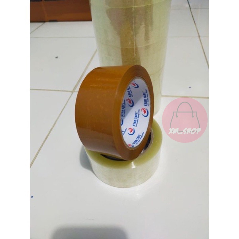 LAKBAN ANTI PUTUS STAR TAPE LAKBAN BENING 45MM*100 YARD SOLATIP BENING PERPCS