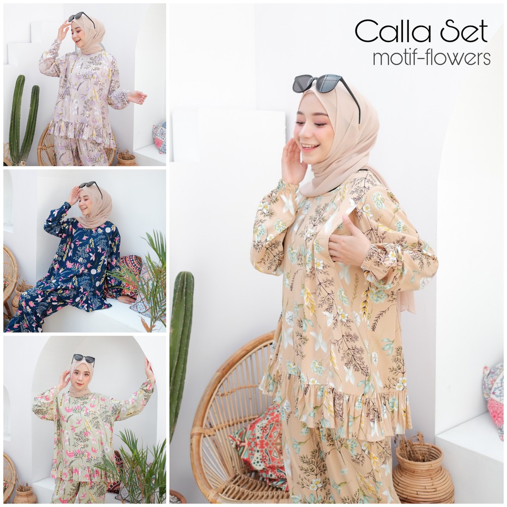 PIYAMA KEKINIAN Calla Set/Setelan Piyama/Motif bunga