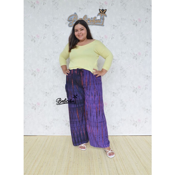 Balicihui Celana Tiedye Celana Pelangi Celana Jumbo Big Size Plus Size Kulot Bali