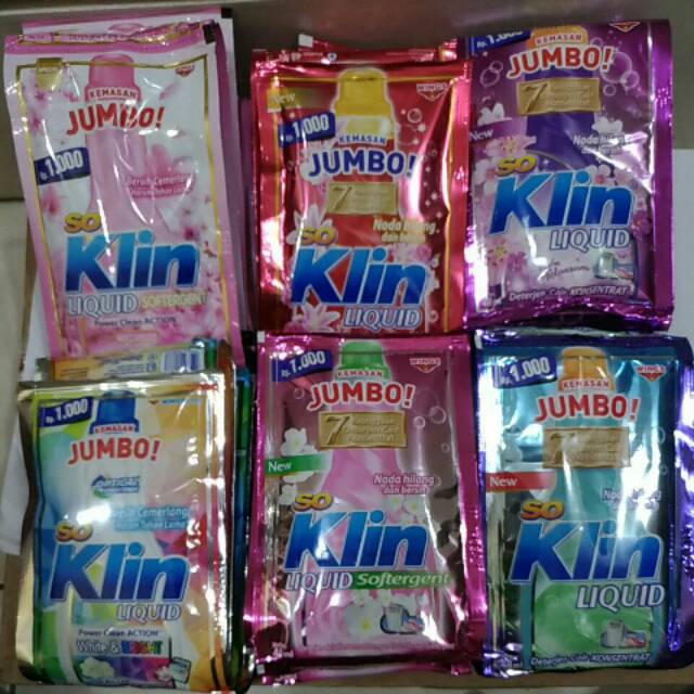 Soklin Liquid Sachet Jumbo 1000 6 Free 1 43ml Cair