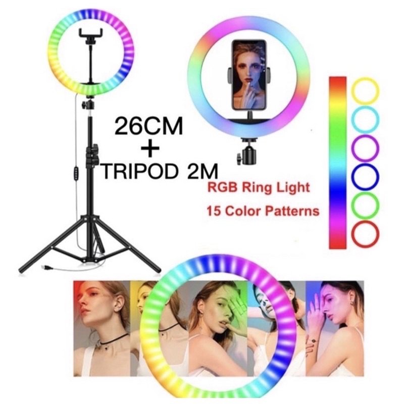 Tripod 2 Meter 26cm Besi RGB Iring Light Selfie Lampu LED Ringlight Holder / Tripod 3130 3110 3120 1M