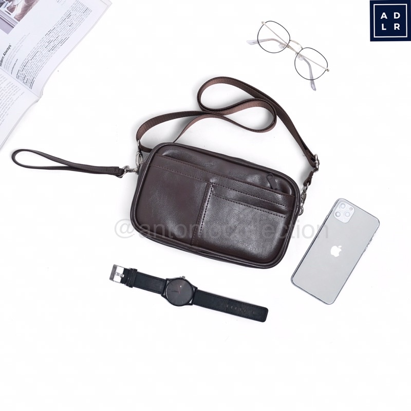 Sling Hand Bag Pria / Clutch / Tas Selempang Handbag / Tas Tangan Pouch Gadget / Sydney Sling Hand Bag by Arnold Leather