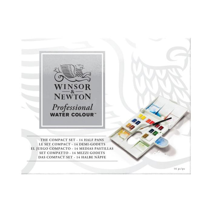 

Farelp | Winsor & Newton Professional Water Colour Compact Set 14 Half Pans Kekinian Terlaris