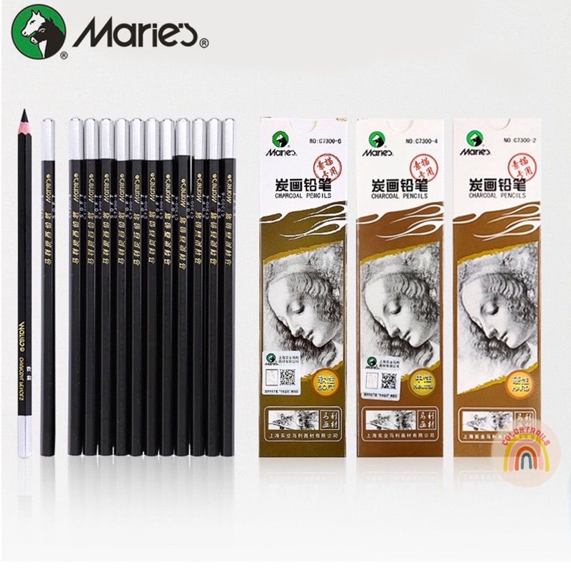 

Maries Charcoal Pencil C7300 Sketch Hard Medium Soft Super Soft Pensil Sketsa