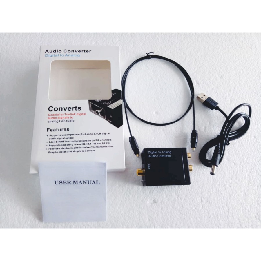 Paket Digital Optic To Analog RCA Audio Converter With Kabel Toslink Murah