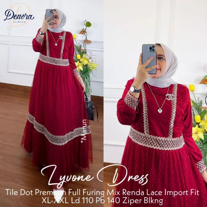 DRESS MUSLIM, baju wanita, baju gamis, dress, gamis, Baju gamis, fashion wanita, Lyvone Dress