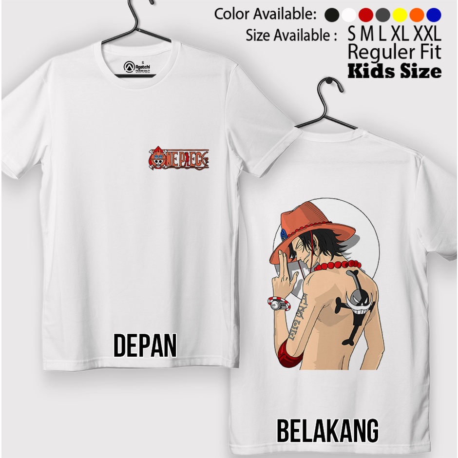 Baju Distro Kaos Atasan Anak Laki-Laki Anime One Piece Asce Ace