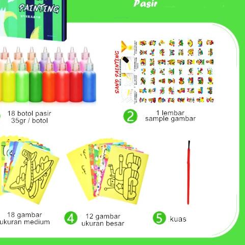

SALE!!Set Menggambar Pasir Isi 18 warna pasir + 30 gambar sand painting|KD7