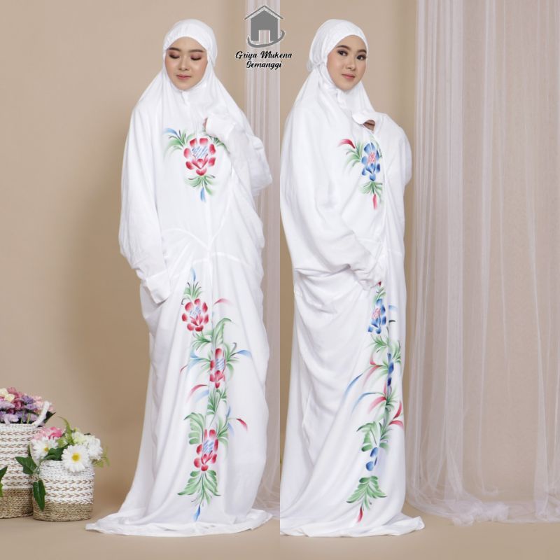 Mukena Terusan Putih Katun Rayon Dingin bisa COD | Mukena Lajuran Jadul