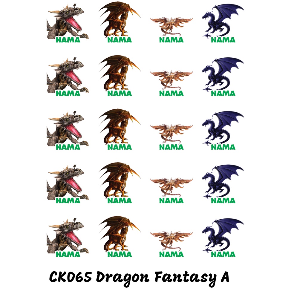 

Sticker Nama Cutting Label Waterproof Tahan Air Dragon Fant A (CK065)