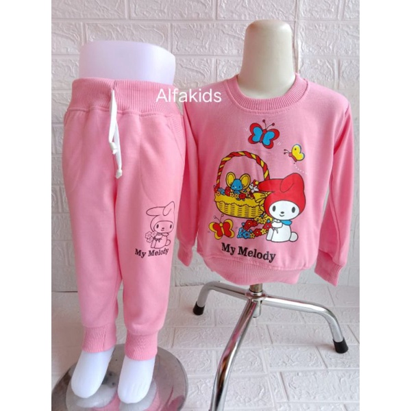 baju anak perempuan SETELAN SWEATER MOTIF MELODI TERBARU