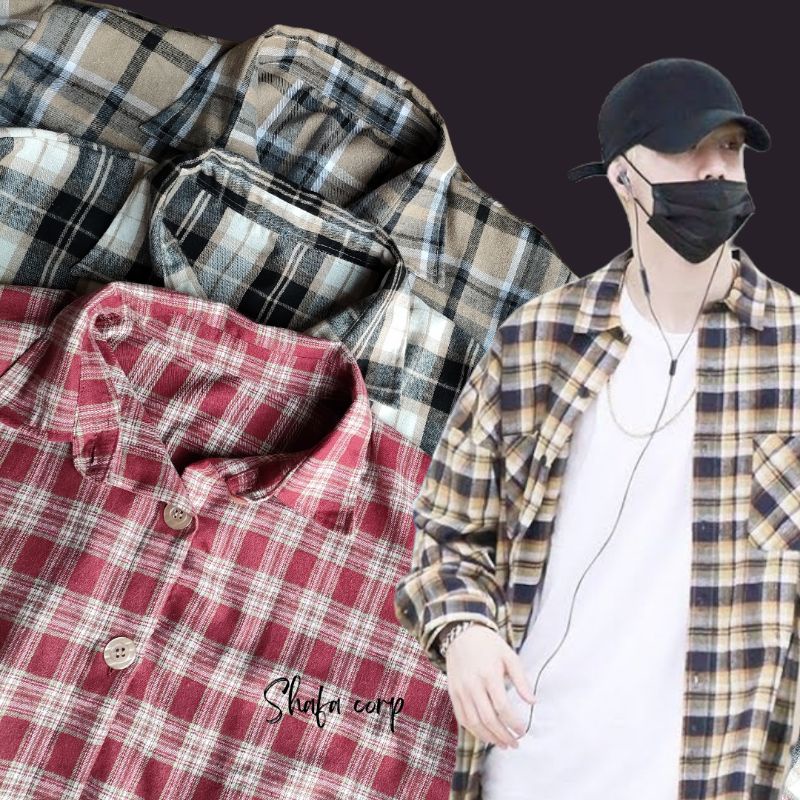 KEMEJA FLANEL OVERSIZED KOREAN STYLE