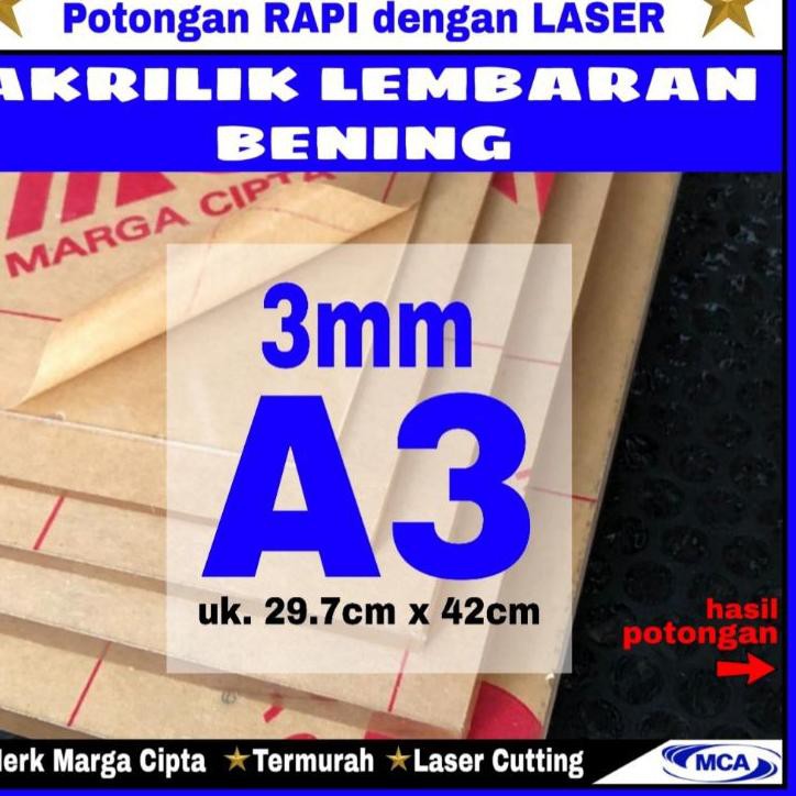 

Bagus AKRILIK lembaran 3mm uk. A3 / Akrilik bening / Marga cipta / Arcylic yui.. .