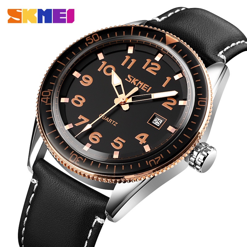 SKMEI 9232 Jam Tangan Pria Analog Tali Kulit Sport Watch WATCHKITE WKOS