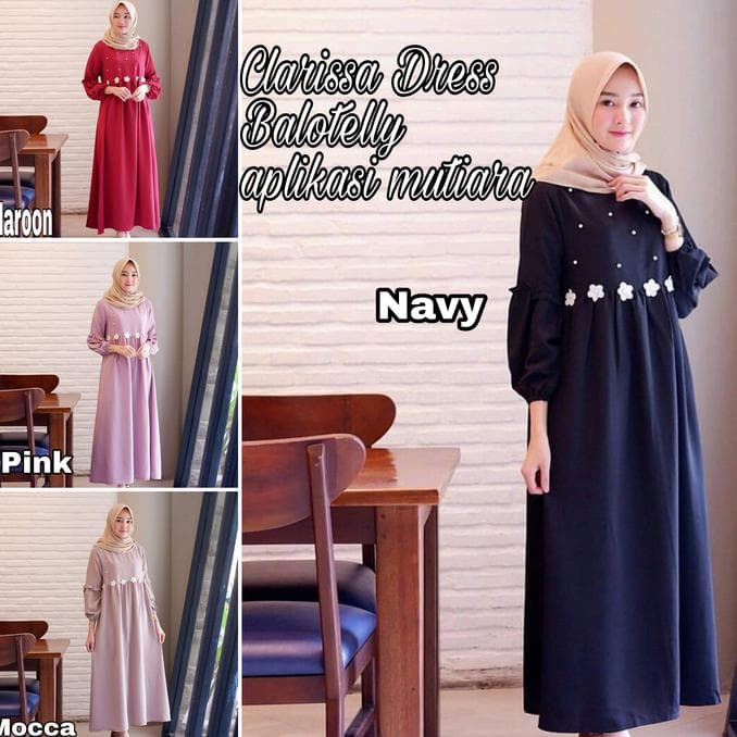 Baju Wanita Clarissa Dress-Gamis Lucu-Dress Muslimah-Grosir Pakaian