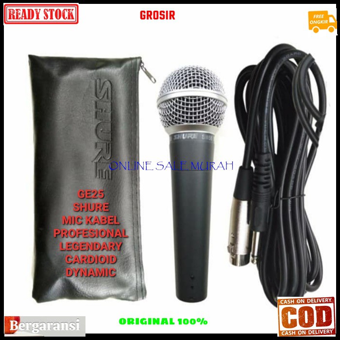 G25 Mic kabel shure legendary dynamic Microphone GE25 mik mikrophone cable karaoke vocal vokal audio sound system pro profesional pengeras suara G25  Bisa digunakan segala jenis audio sound  Bahan dari besi metal  1bh mic 1bh kabel mic 4-5 meteran  suara