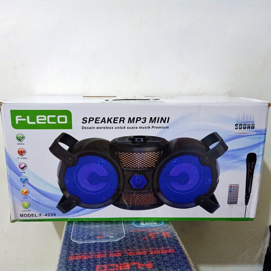 Promo Terbaru!!! Speaker Bluetooth Karaoke Fleco F-4229 Free Microphone Dan bisa Digunakan Dengan 2 Mic Sekaligus Extra Bass Berkualitas