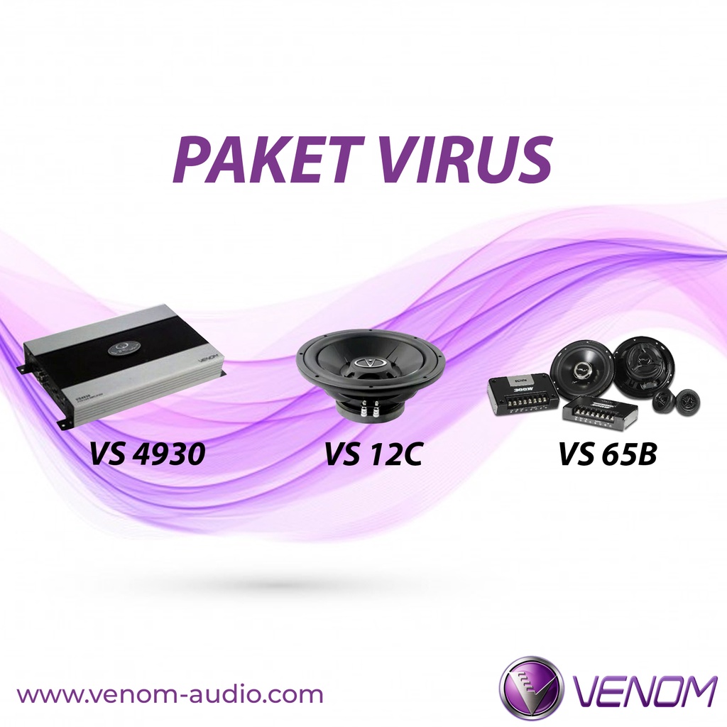 PAKET AUDIO MOBIL VENOM VIRUS SERIES POWER, SPEAKER, SUBWOOFER
