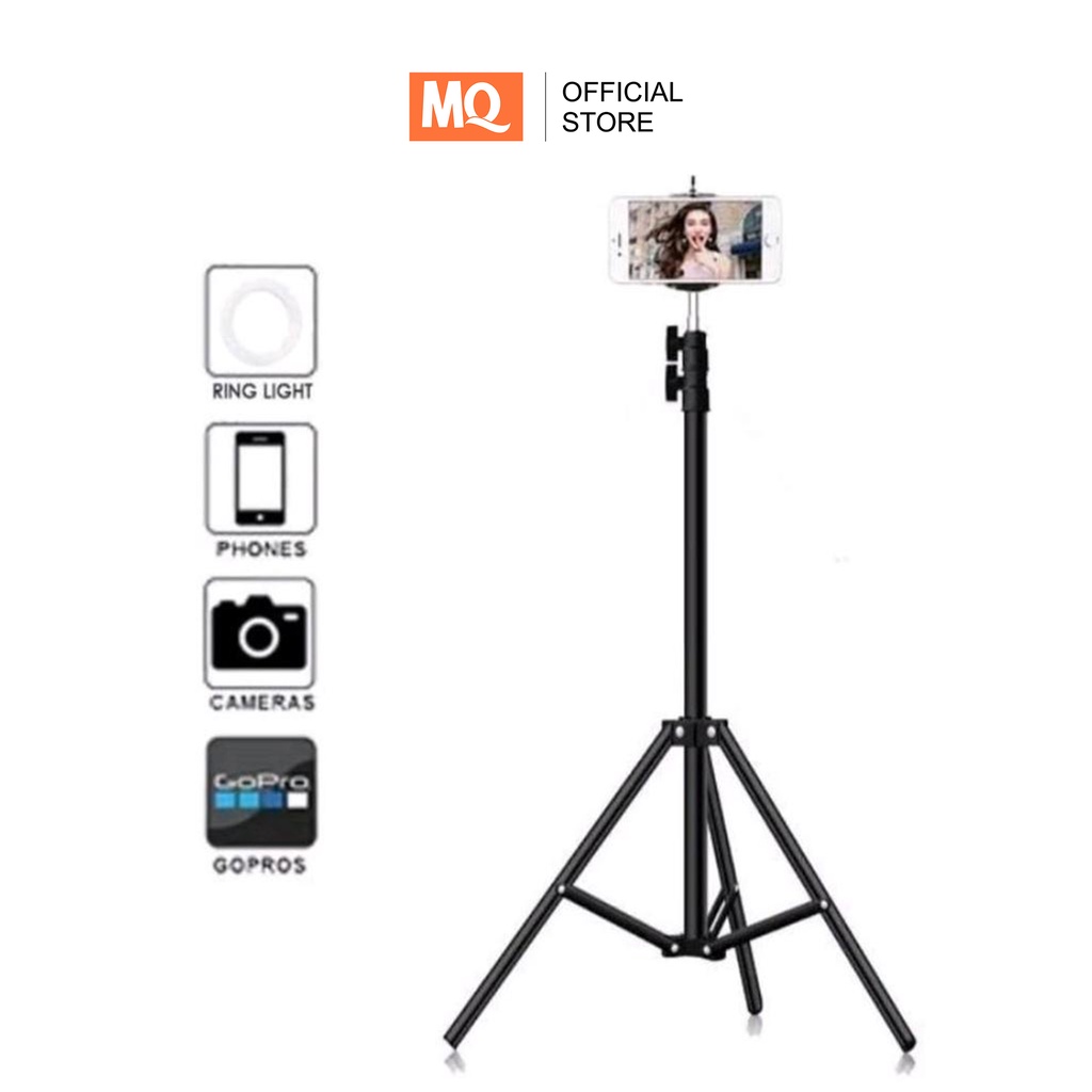 MQ TRIPOD HP 2.1 METER / CAMERA / RINGLIGHT 1.6 METER BAHAN BESI - FREE HOLDER U &amp; BALL HEAD