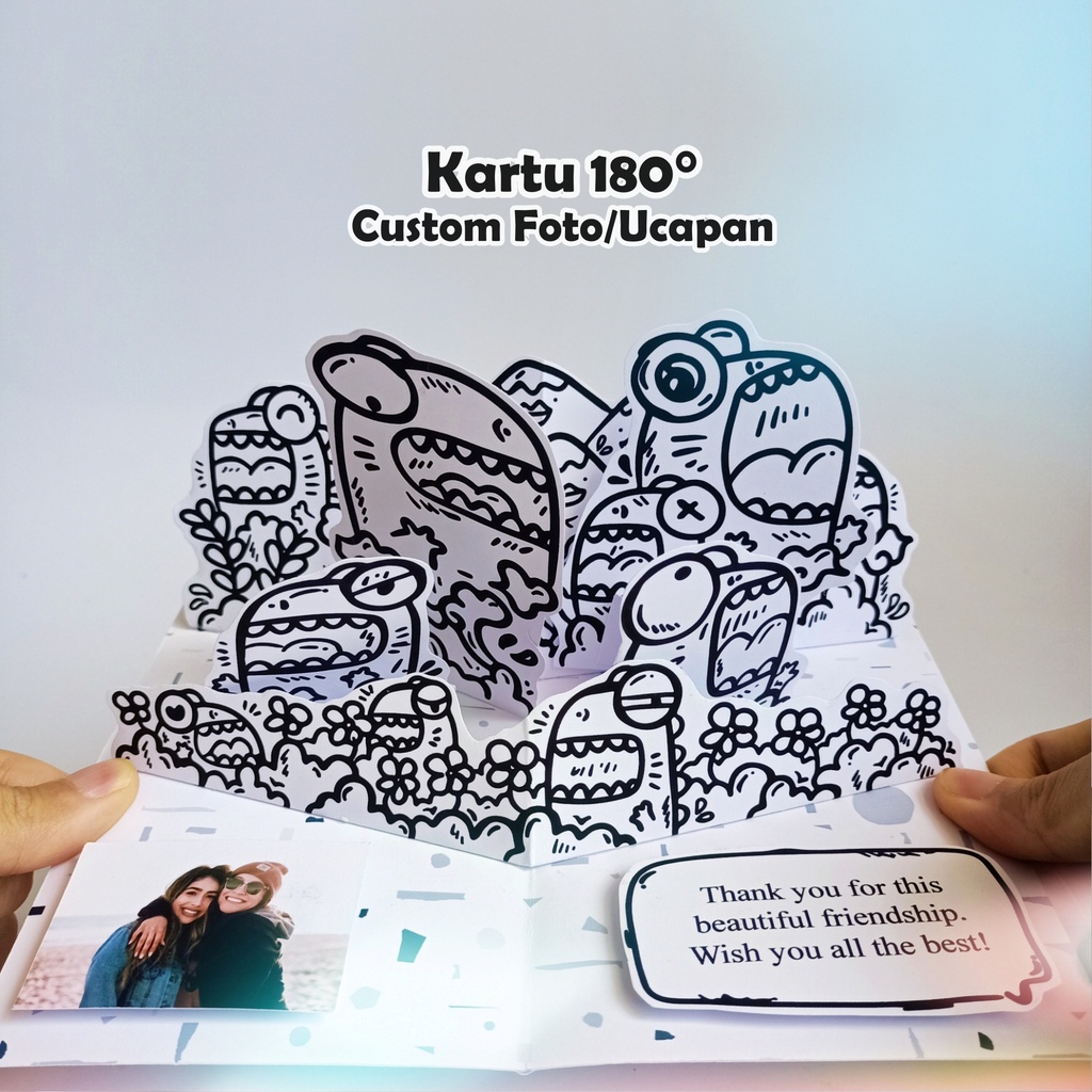 Wide Card GaGa | Kartu Ucapan Pop Up Card Unik Ultah Pacar Doodle Art