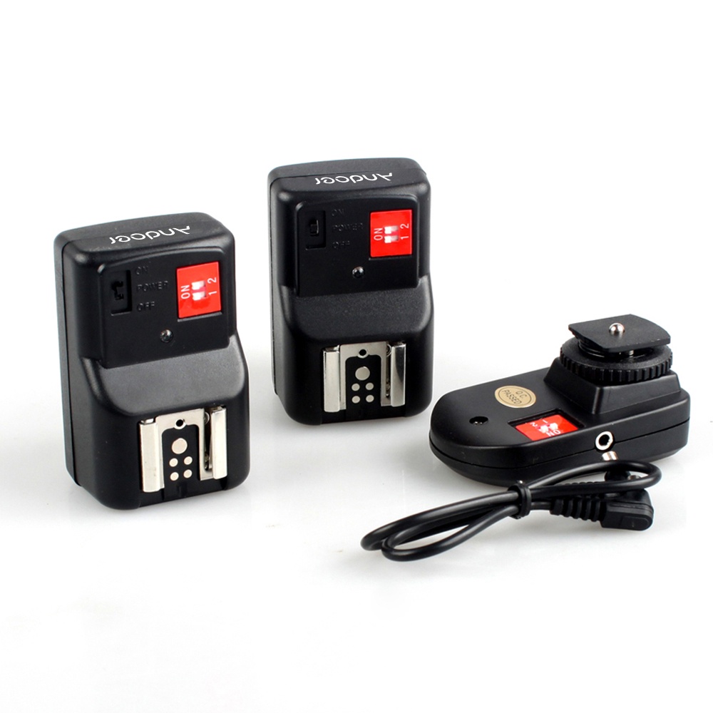 Andoer Remote Wireless Flash Trigger dengan Transmitter &amp; Receiver - PT-04GY - Black