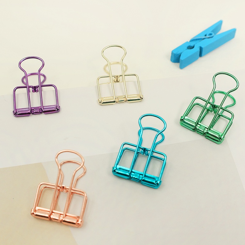 [Featured] 1 Pc Colorful Portable Metal Mini Hollow Folder / Long Tail File Photo Tickets Holder, Decorative Fixing Clip / Office Supplies