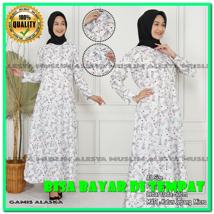 Dress Gamis Ozefa Original By Orinaura / Dress Gamis Dewasa / Mur SL472  Katun Jepang Alaska Motif K