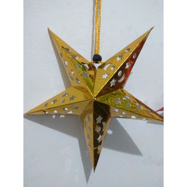 paper lantern 3D pentagram bintang 30cm  idul Fitri. natal xmas