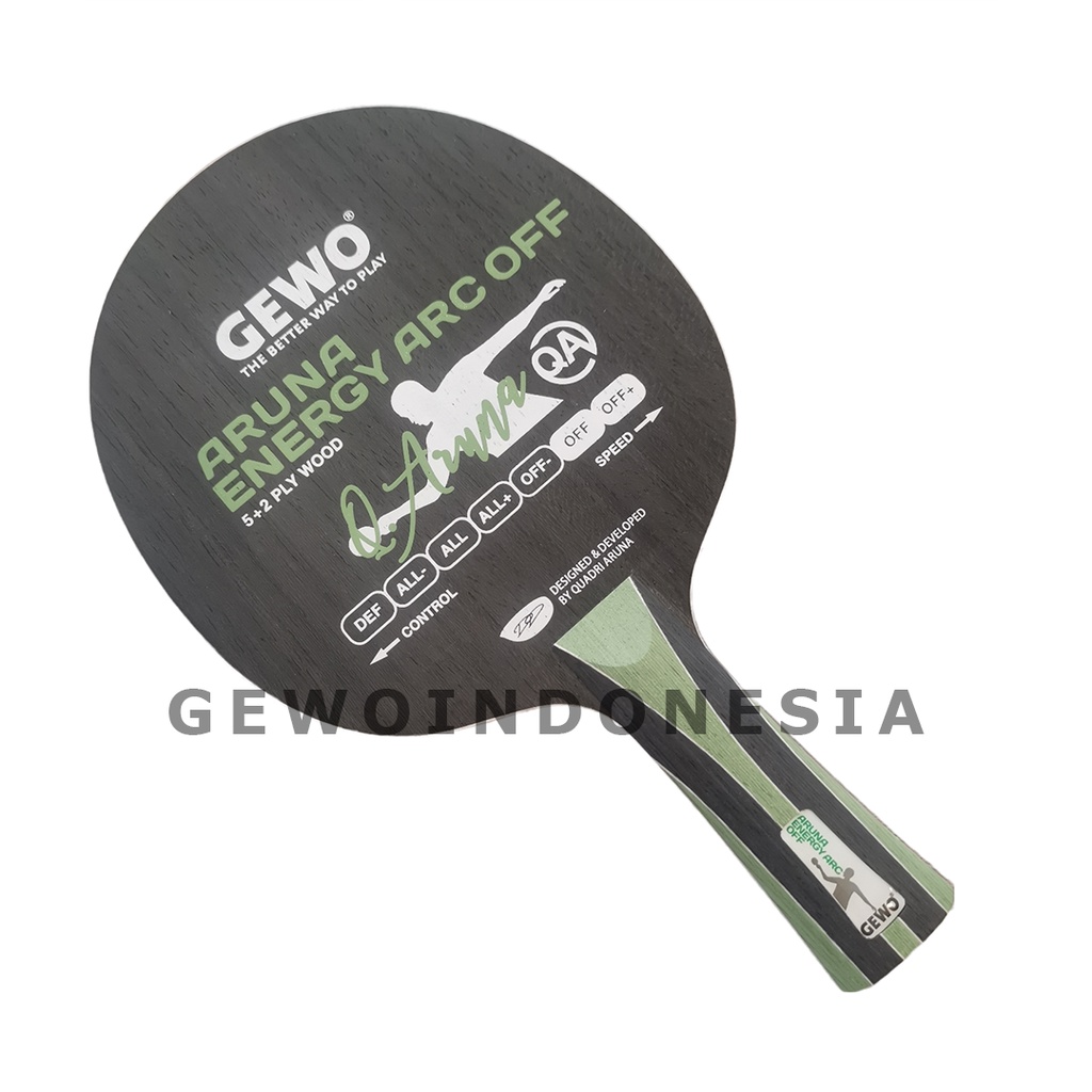 GEWO Aruna Energy ARC OFF - Kayu Pingpong Blade Tenis Meja Bet Bat Offensive Offensive+ Carbon