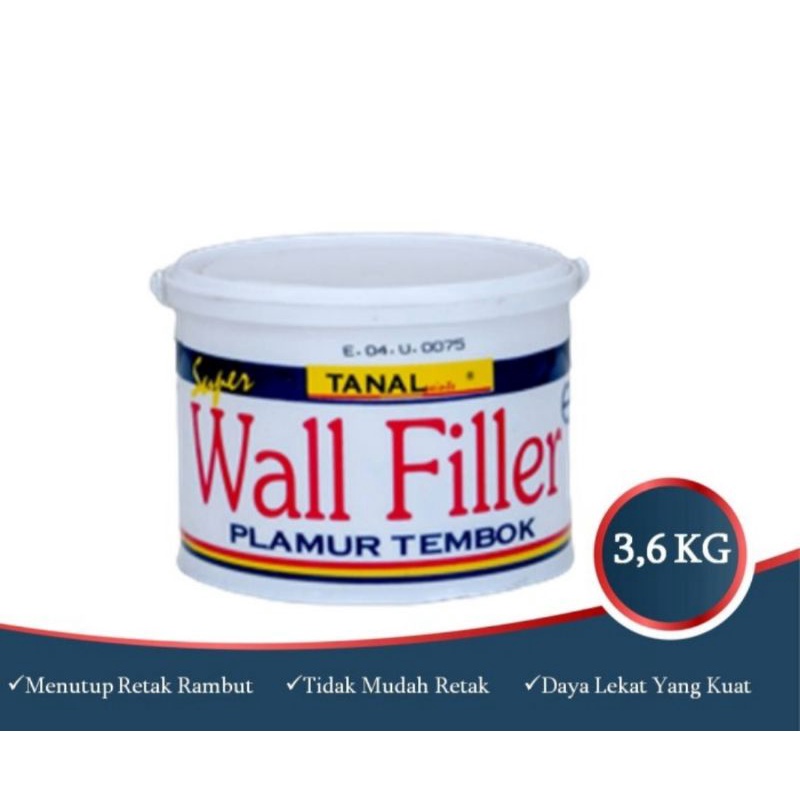 Plamir WALL FILLER TANAL 3.6 KG | Kualitas seperti Matex |  Dempul Tembok Retak | Plamur Tembok Kemasan Galon 4 KG