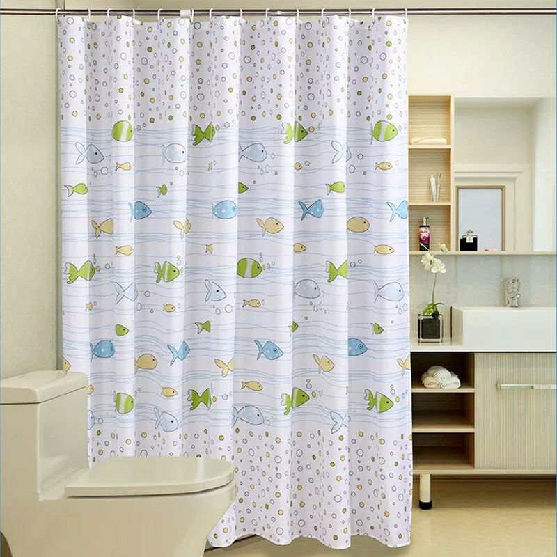 New Motif!Tirai kamar mandi anti air bahan PEVA sudah dilengkapi dengan pengait