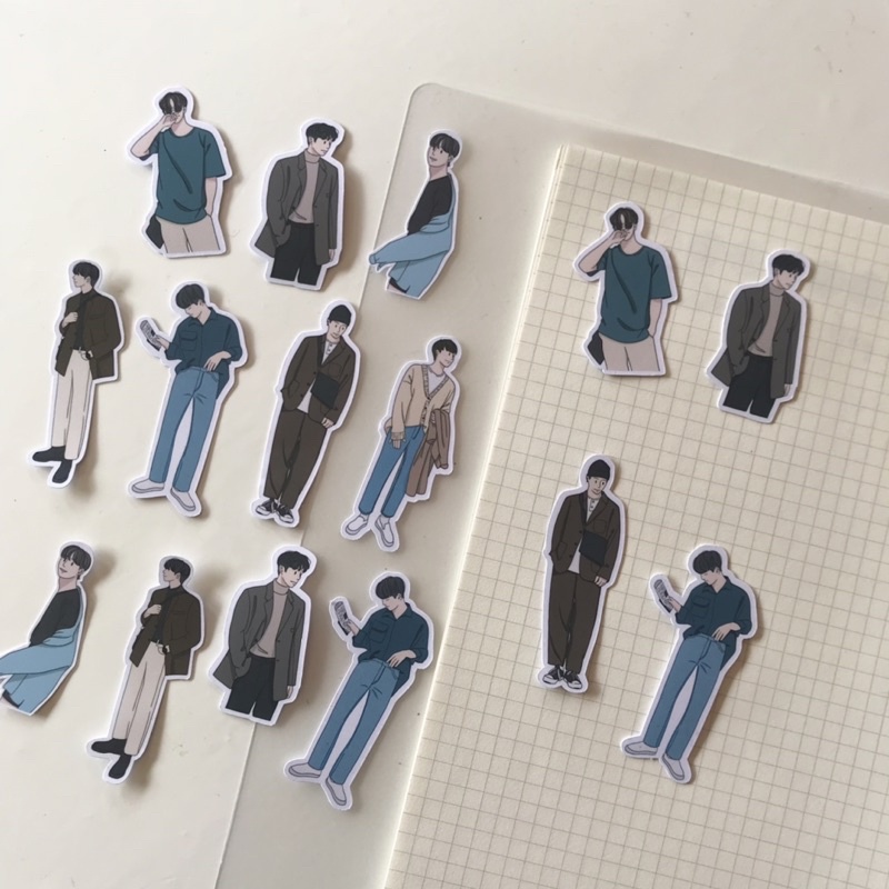

1 PCS sticker korean OOTD edisi pria/ bullet journal sticker/ journal sticker
